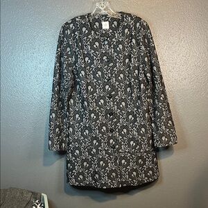 CAbi Black and Gray Floral Lace Coat